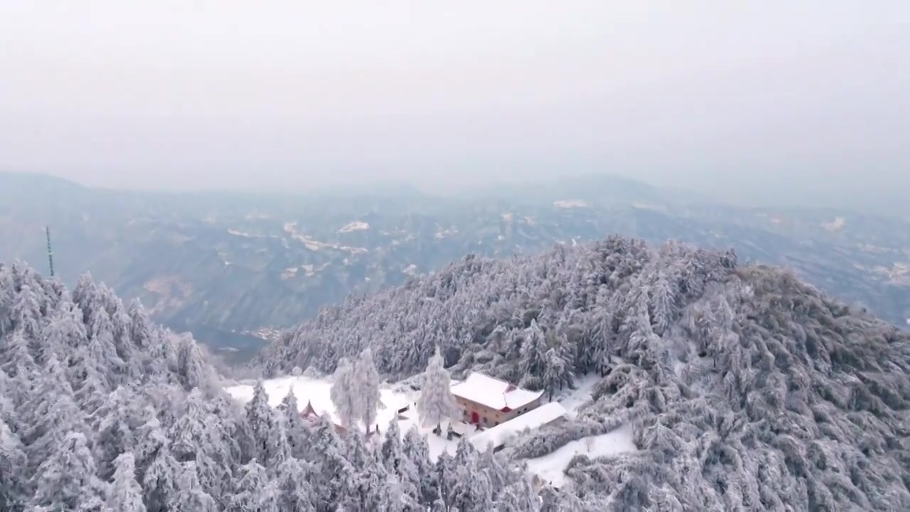 湖南岳阳大云山森林公园雪景视频素材