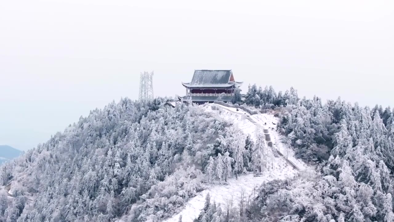 湖南岳阳大云山森林公园雪景视频素材