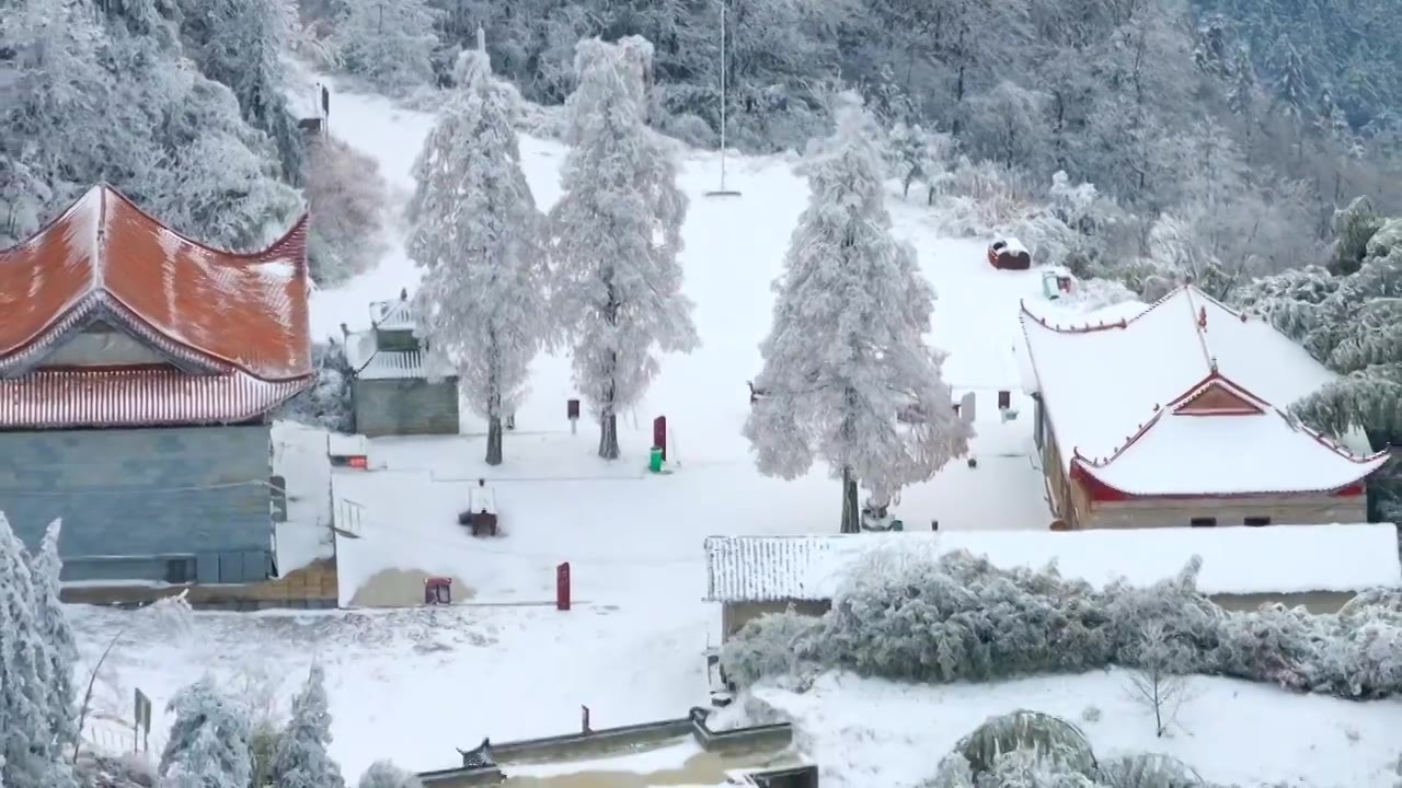 湖南岳阳大云山森林公园雪景视频素材