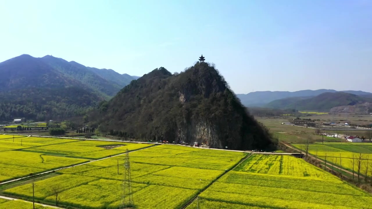 宣城市泾县狮子山油菜花中国宣纸博物馆视频素材