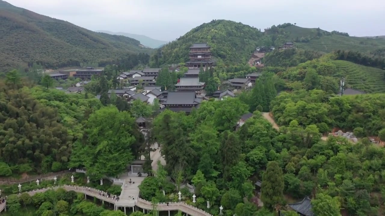 航拍杭州径山寺视频素材