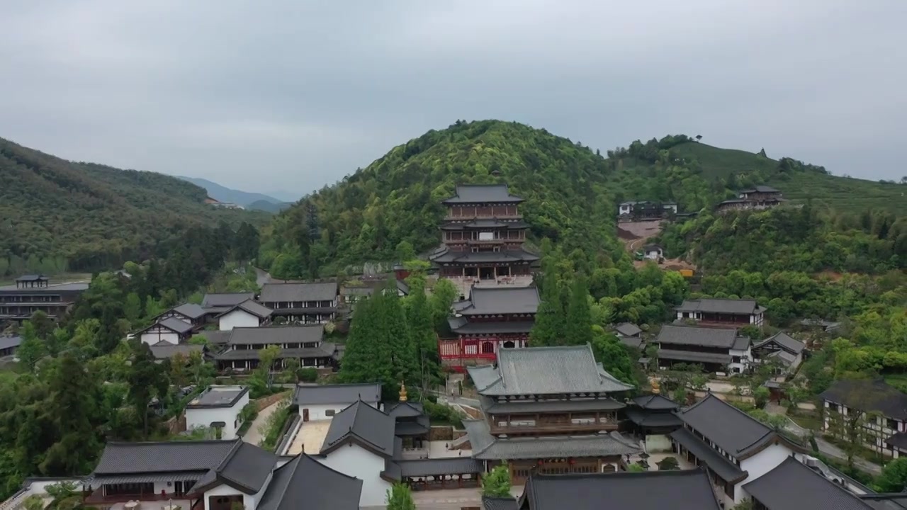 航拍杭州径山寺视频素材