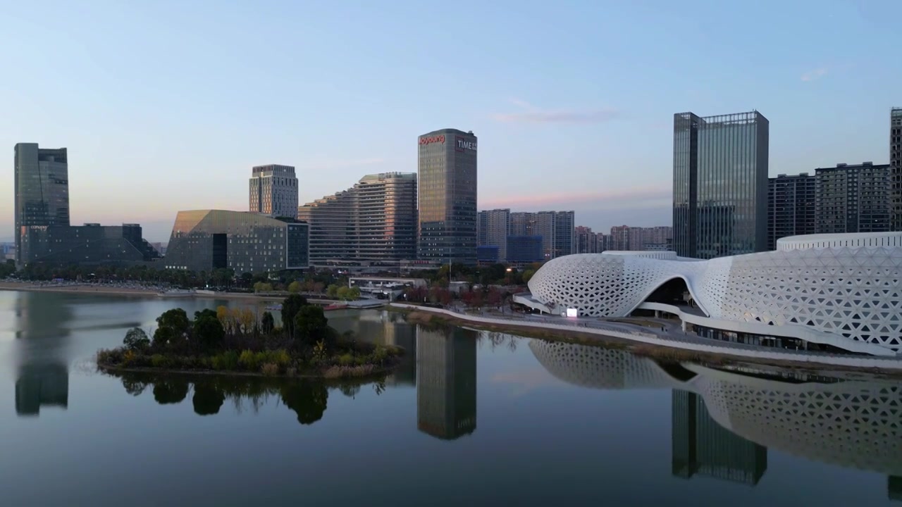 航拍杭州金沙湖城市风光视频素材