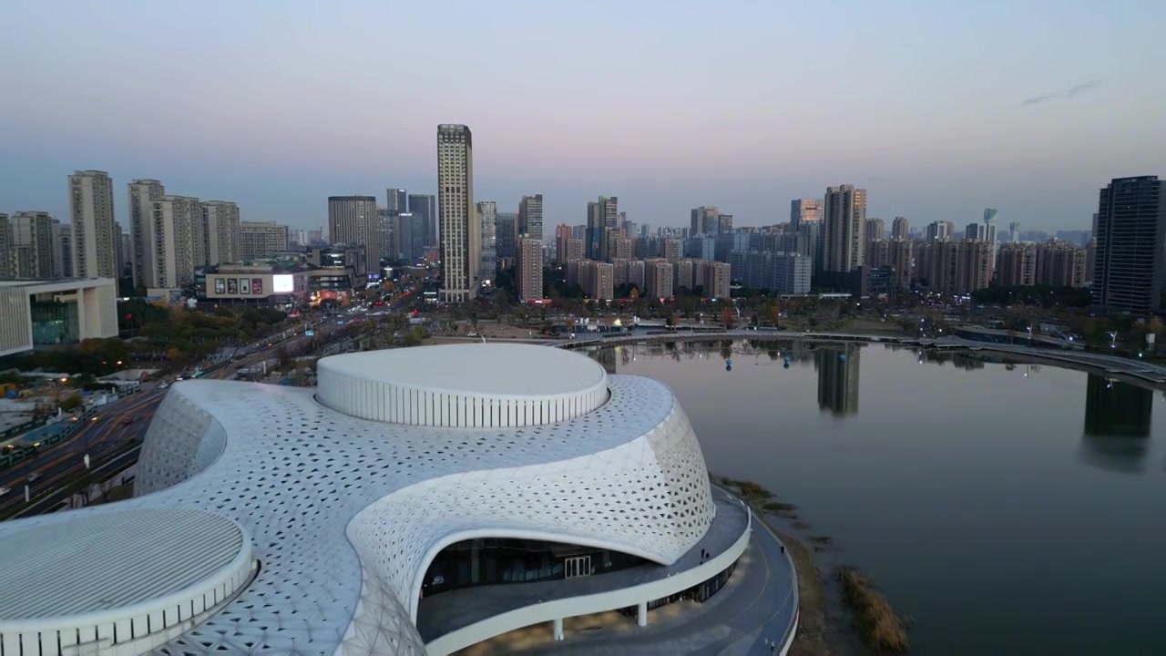 航拍杭州金沙湖城市风光视频素材