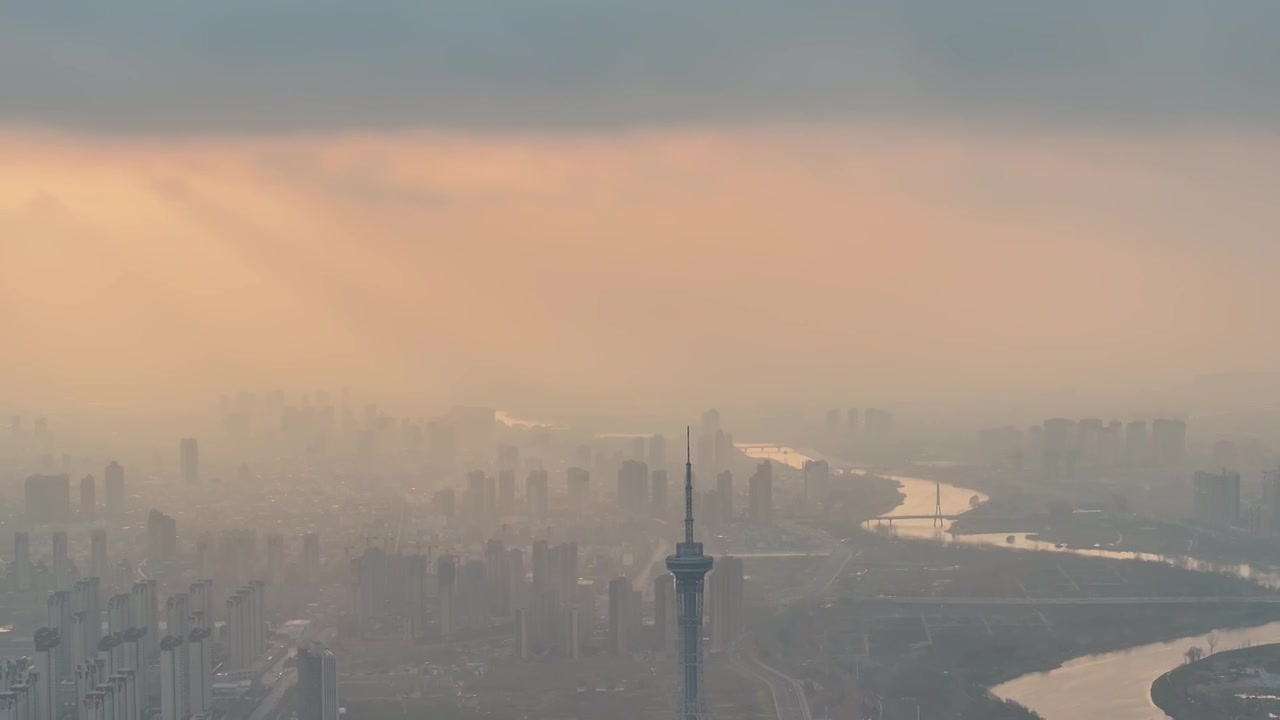 周口城市天际线日落场景视频素材