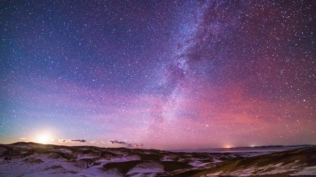 青海湖沙岛冬季星空银河视频素材