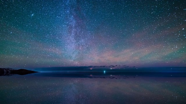 青海湖沙岛冬季星空银河视频素材