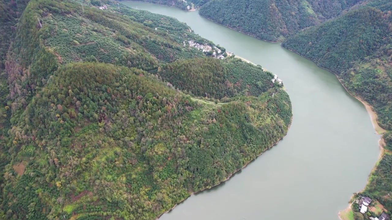 黄山新安江山水画廊自然风光徽文化古村落航拍视频素材