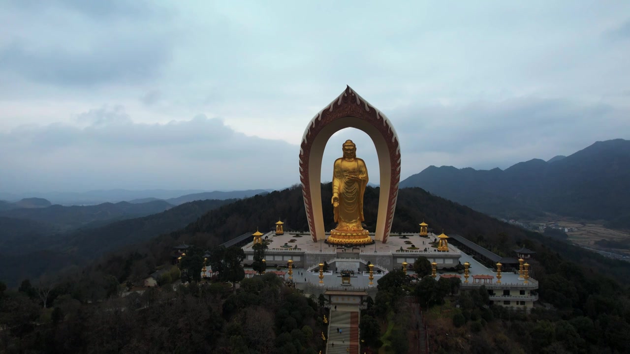 航拍江西九江庐山东林寺东林大佛视频素材