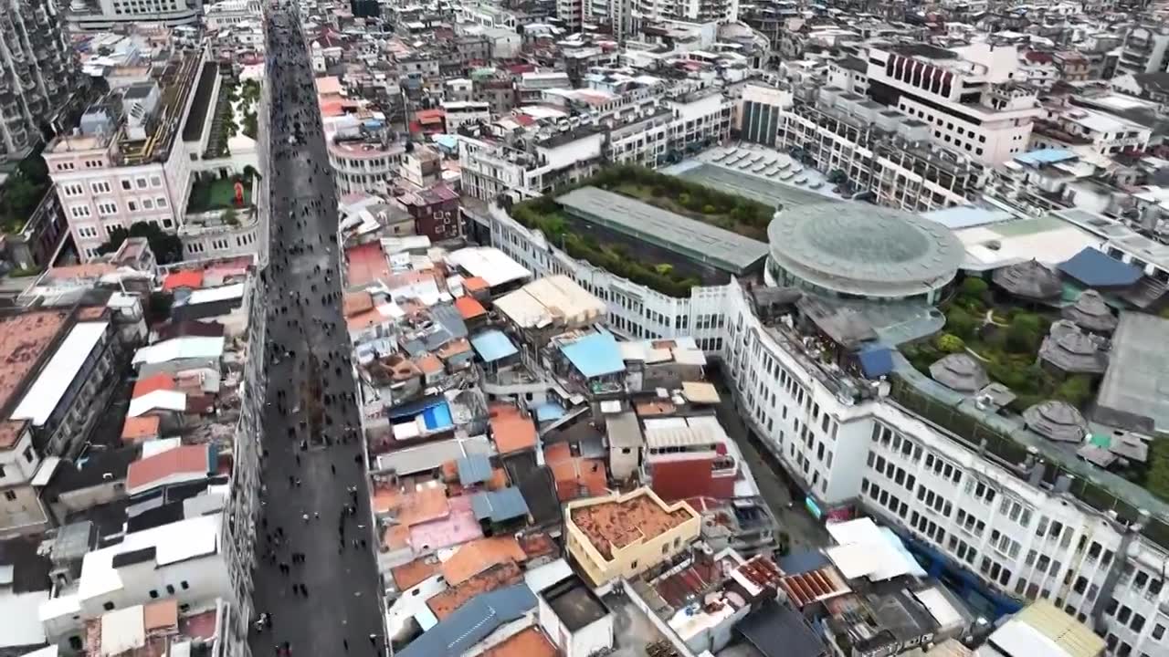 无人机俯拍福建省厦门市思明区老城区骑楼建筑群视频素材