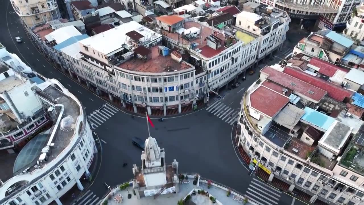 无人机俯拍福建省厦门市思明区老城区骑楼建筑群视频素材