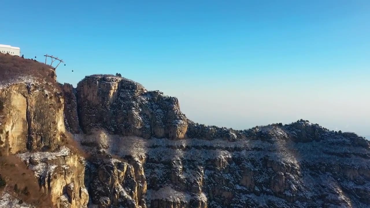 河南焦作云台山雪后航拍视频素材