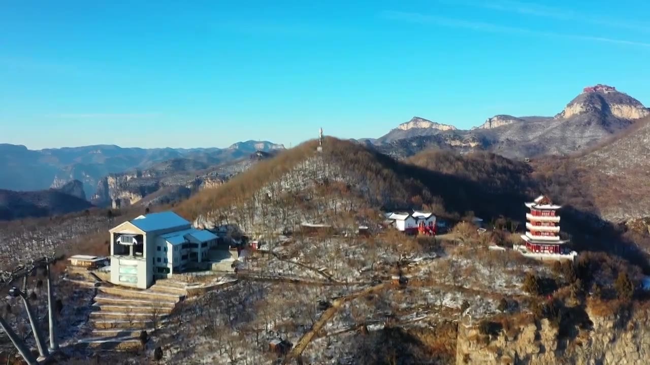 河南焦作云台山雪后航拍视频素材