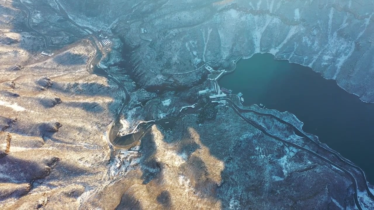 河南焦作云台山雪后航拍视频素材