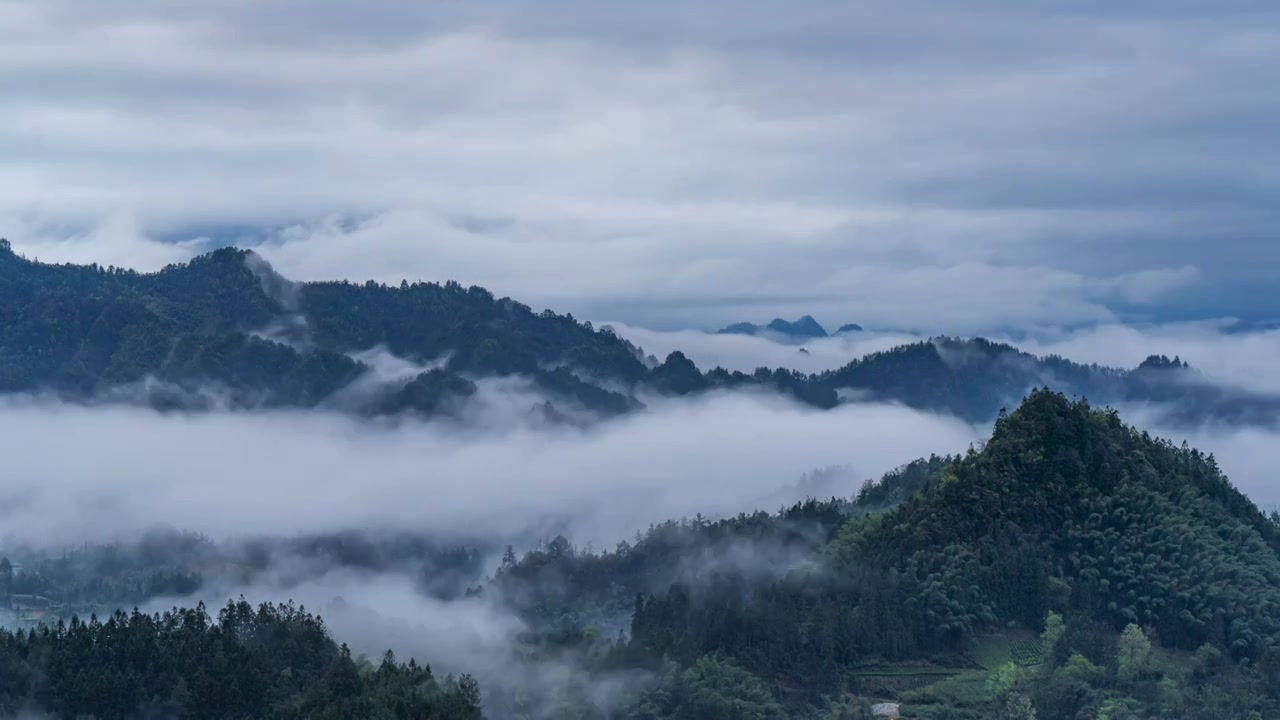 湖北省利川市大茅坡云海风光雨后山雾视频素材