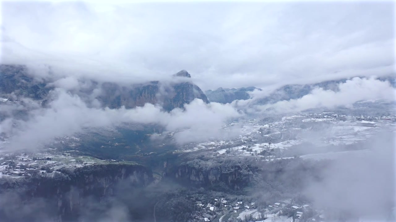 湖北省恩施州森林高山雪后航拍视频素材