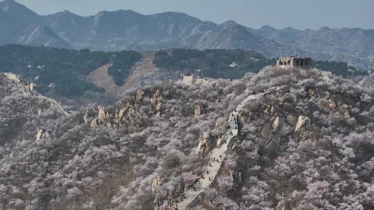 北京航拍长城日出视频下载