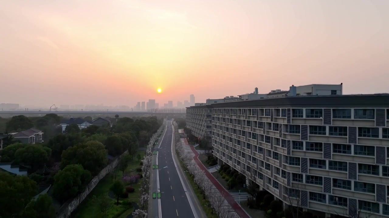 夕阳下的扬州郊区视频素材