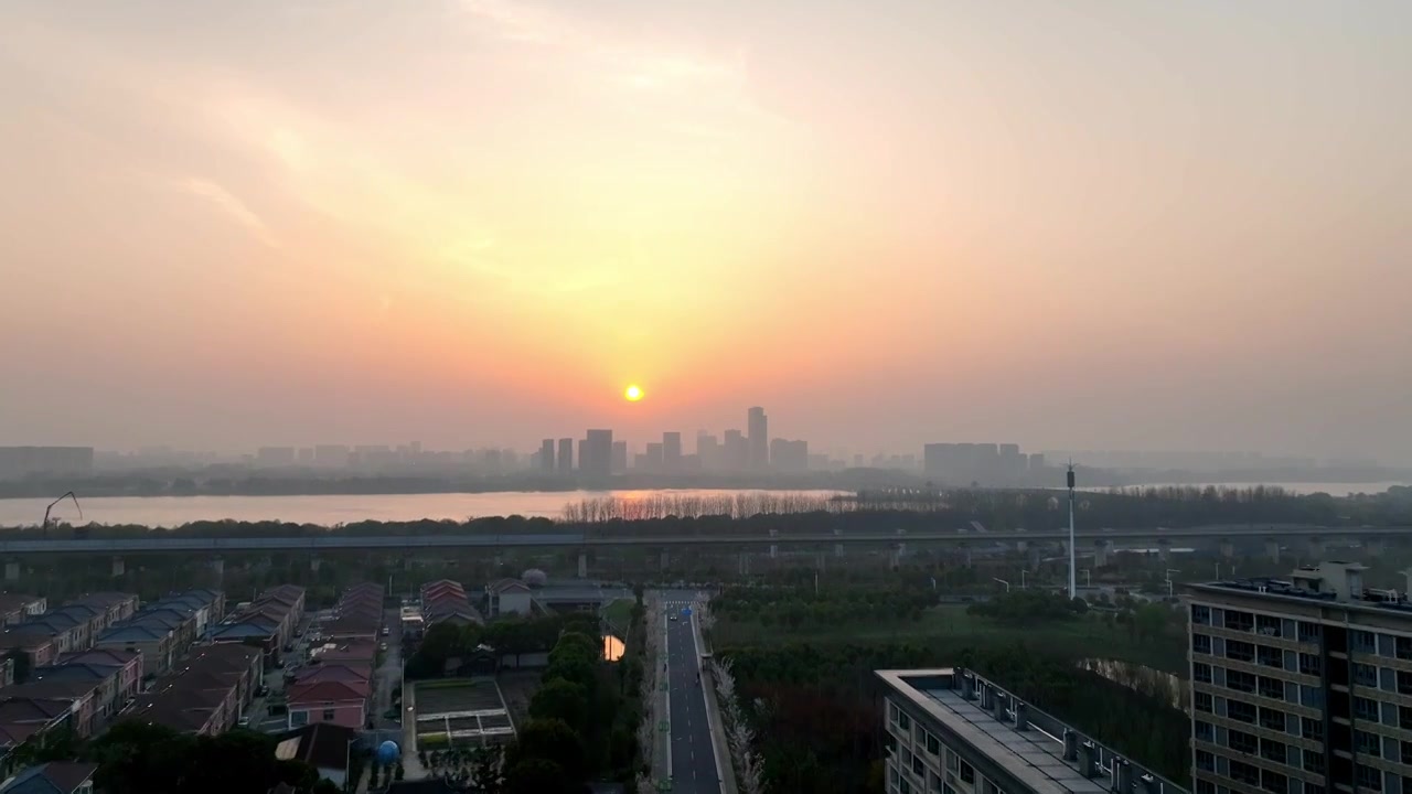 夕阳下的扬州郊区视频素材