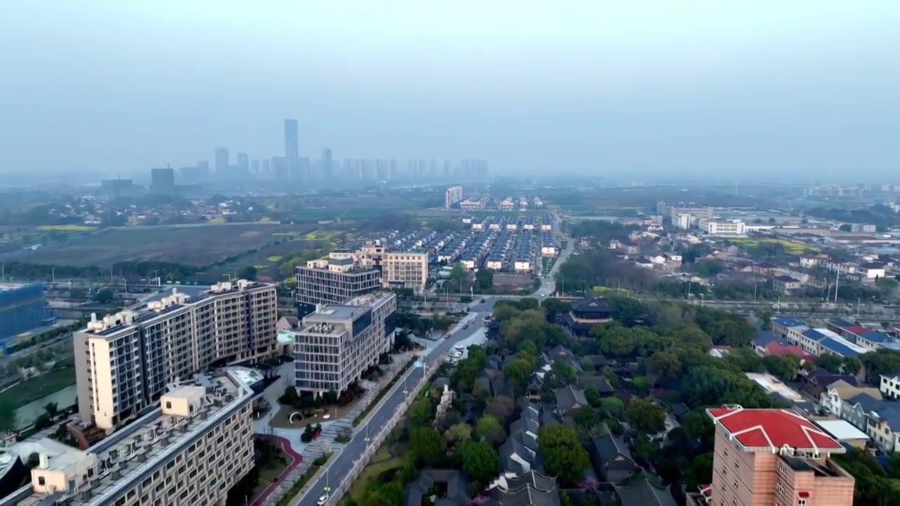 夕阳下的扬州郊区视频素材