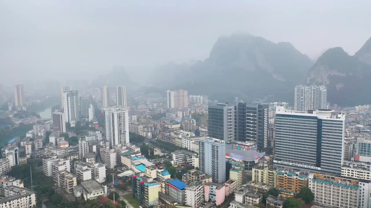 航拍广西河池市金城江区视频素材