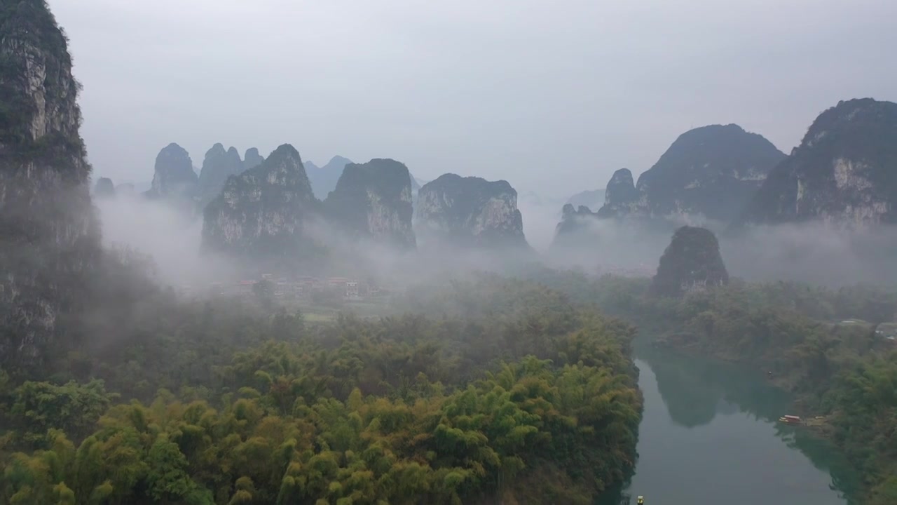 航拍广西省河池龙江第一湾未调色原片视频素材