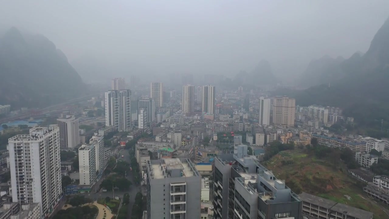 航拍广西河池市原片视频素材