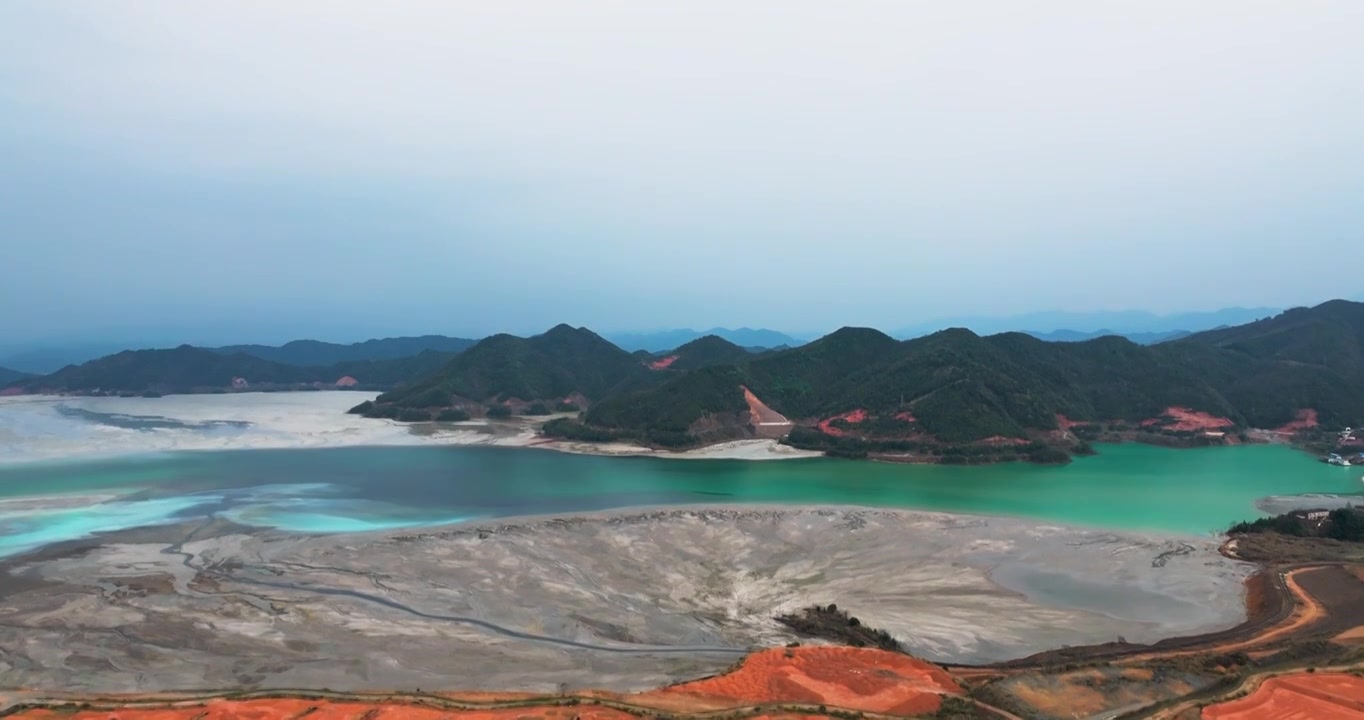 江西德兴铜矿高山水库航拍视频素材