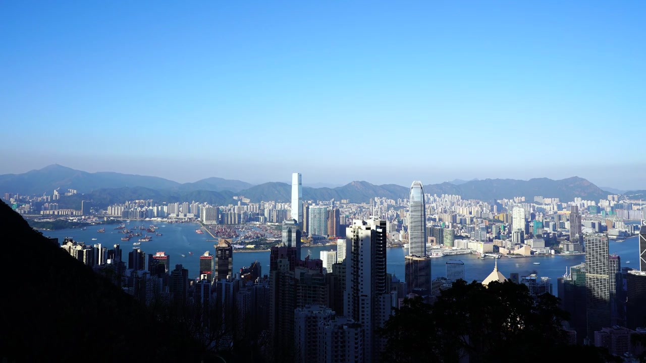 香港维多利亚港延时风景海滨城市建筑风光视频素材