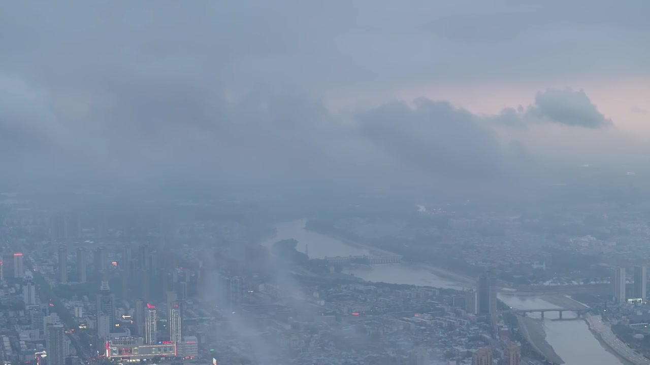 周口城区云海日落大场景视频素材