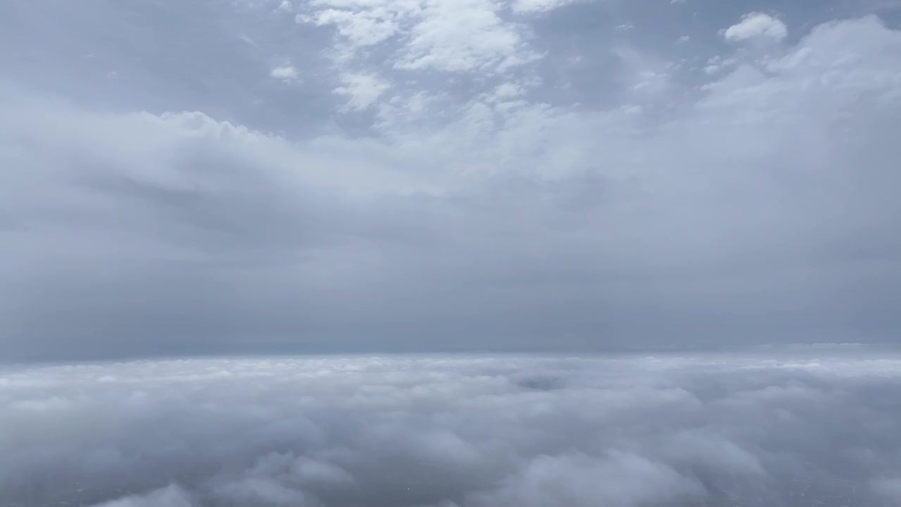 高视角有光云海，周口城市上空云景，大场景视频素材