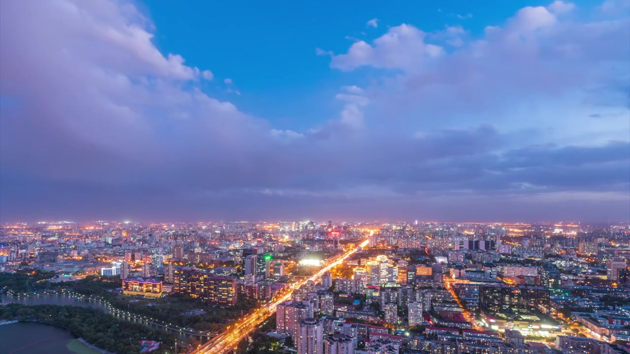 俯瞰北京西三环车流夜景视频素材