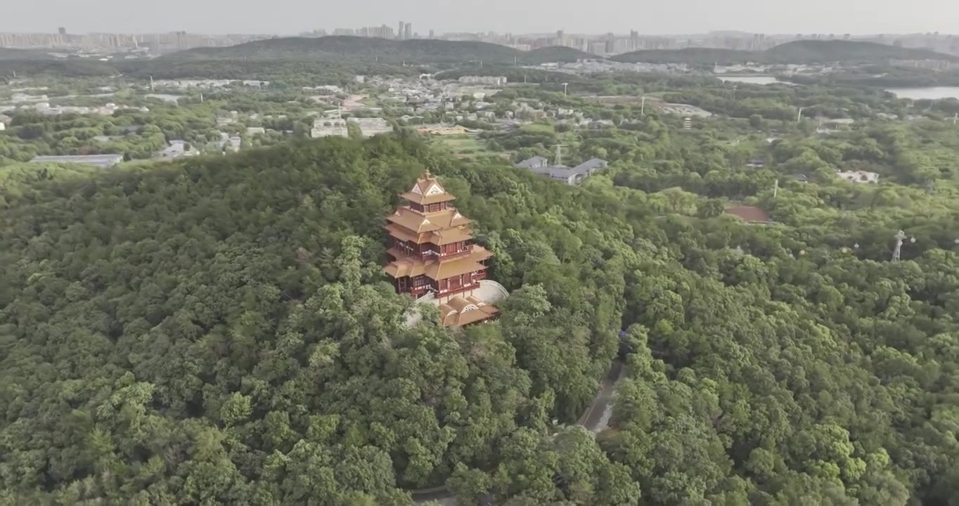 航拍武汉东湖磨山视频下载