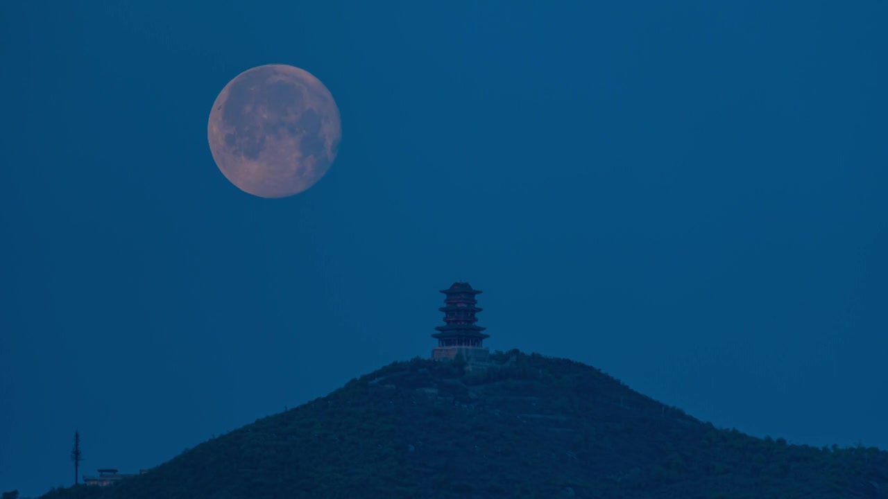 北京定都阁月落视频素材