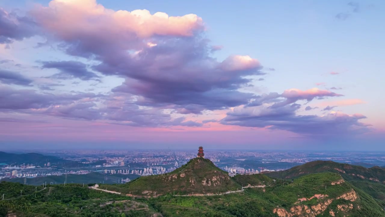 航拍北京唯美晚霞全景大景视频素材