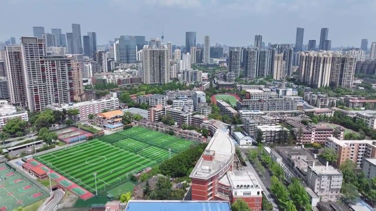 四川省成都市武侯区望江楼公园四川大学望江校区航拍视频素材