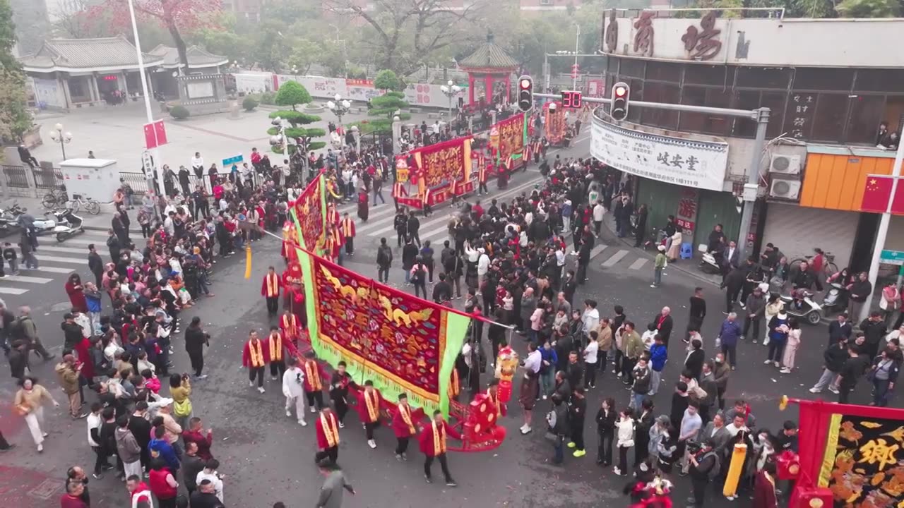 广东省汕头市朝阳区双忠文化节 潮阳博物馆非物质文化遗产英歌舞新年春节舞狮视频素材