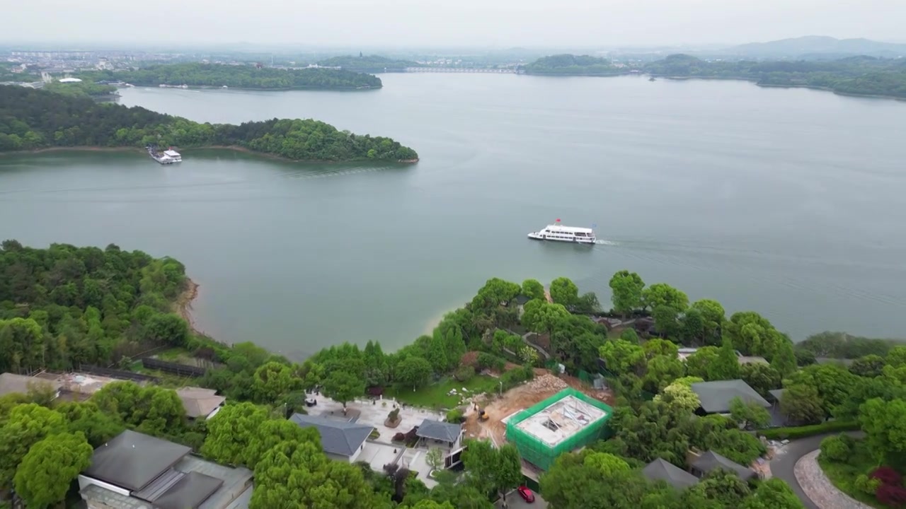 航拍中国江苏省常州市溧阳市天目湖生态旅游度假区风光视频素材