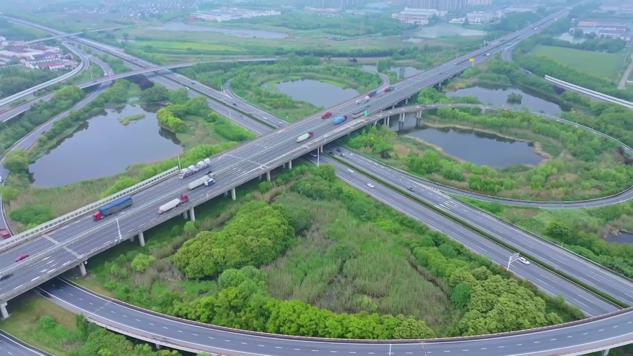 常嘉高速与沪常高速苏州段甪直枢纽道路交通风景航拍视频素材