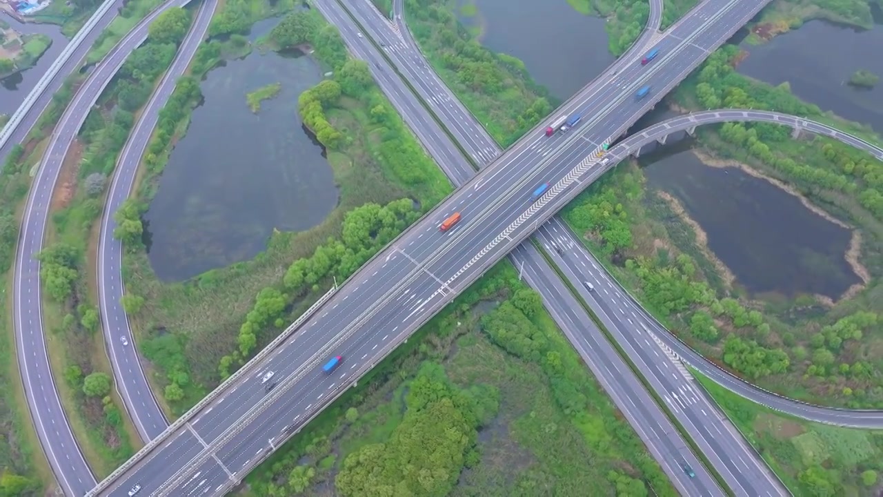 常嘉高速与沪常高速苏州段甪直枢纽道路交通风景航拍视频素材