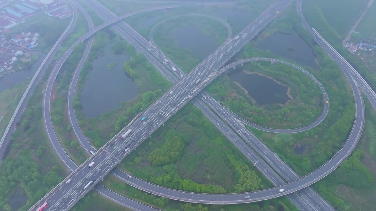 常嘉高速与沪常高速苏州段甪直枢纽道路交通风景航拍视频素材