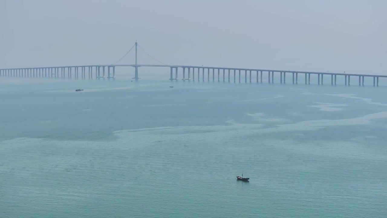 航拍胶州湾跨海大桥视频素材