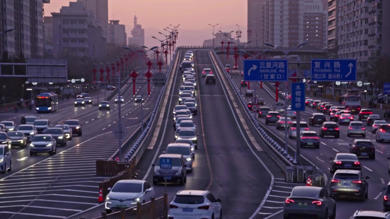 北京木樨地桥车流视频素材