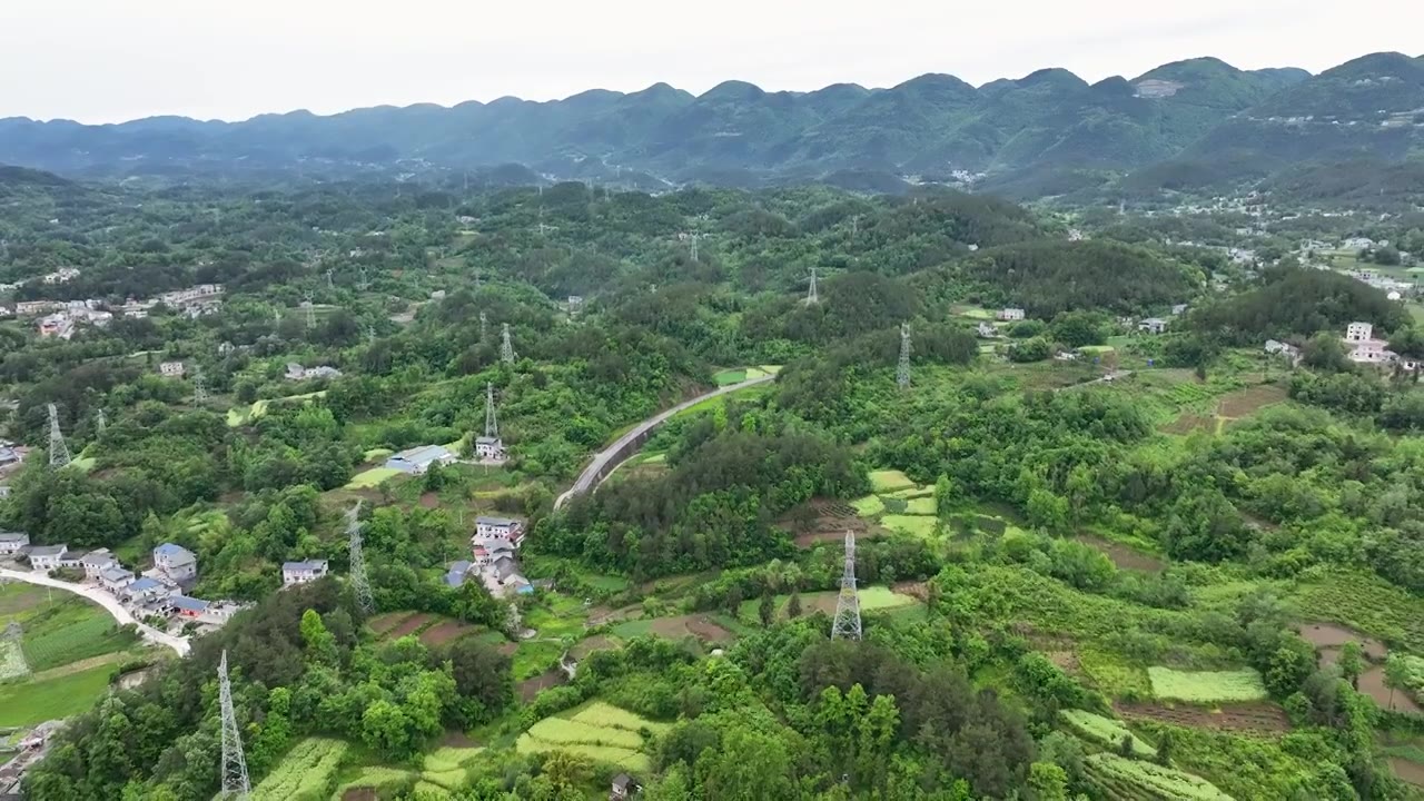 航拍绿色城镇视频素材