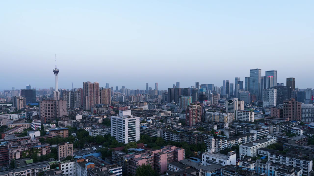 成都城市天际线延时视频素材