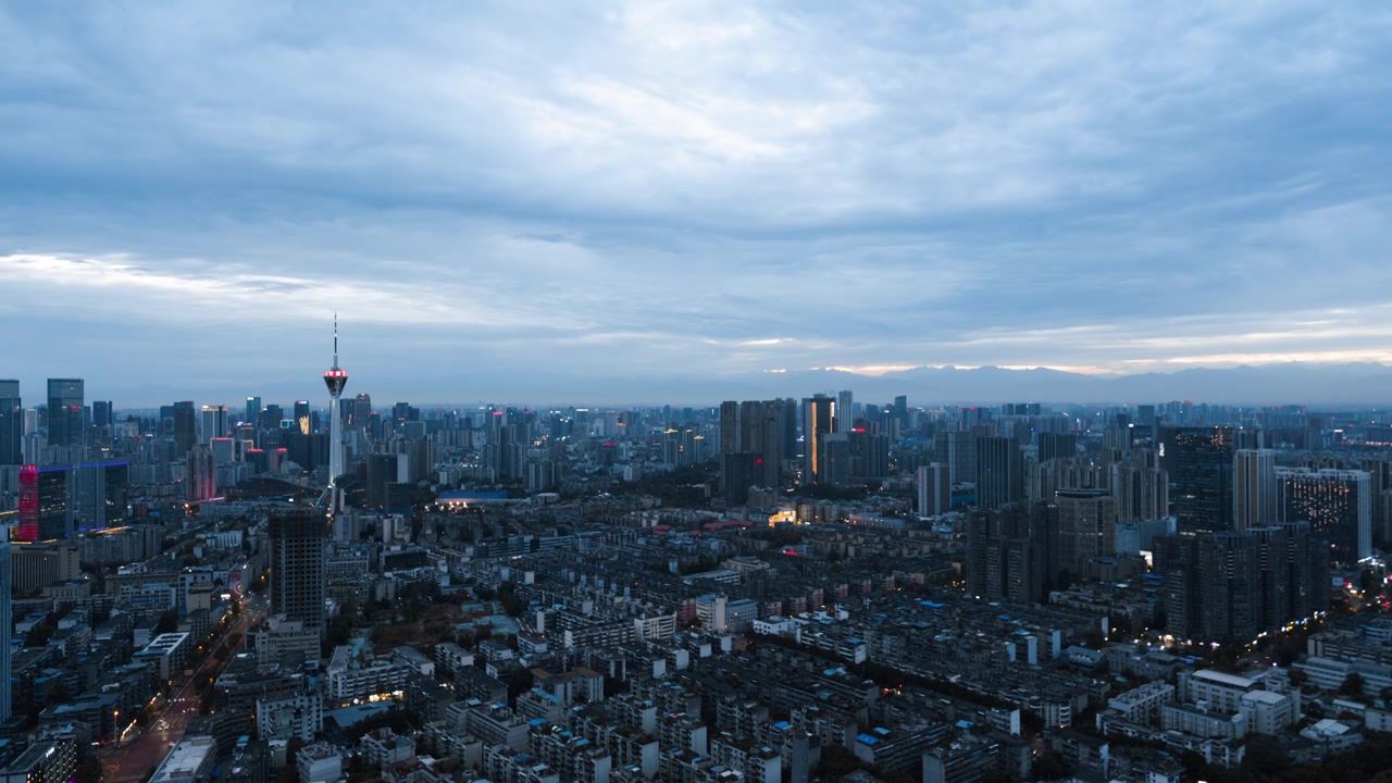 成都城市天际线延时视频素材