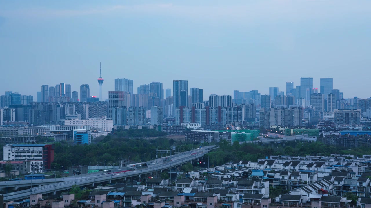 成都城市天际线延时视频素材