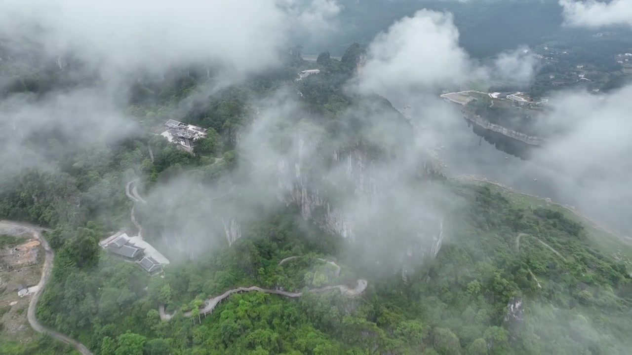 湖北恩施大清江景区：恩施清江红花峡石林航拍风光视频素材