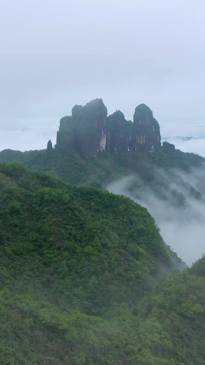 航拍湖南湘西保靖县吕洞山晨曦云海风光视频素材