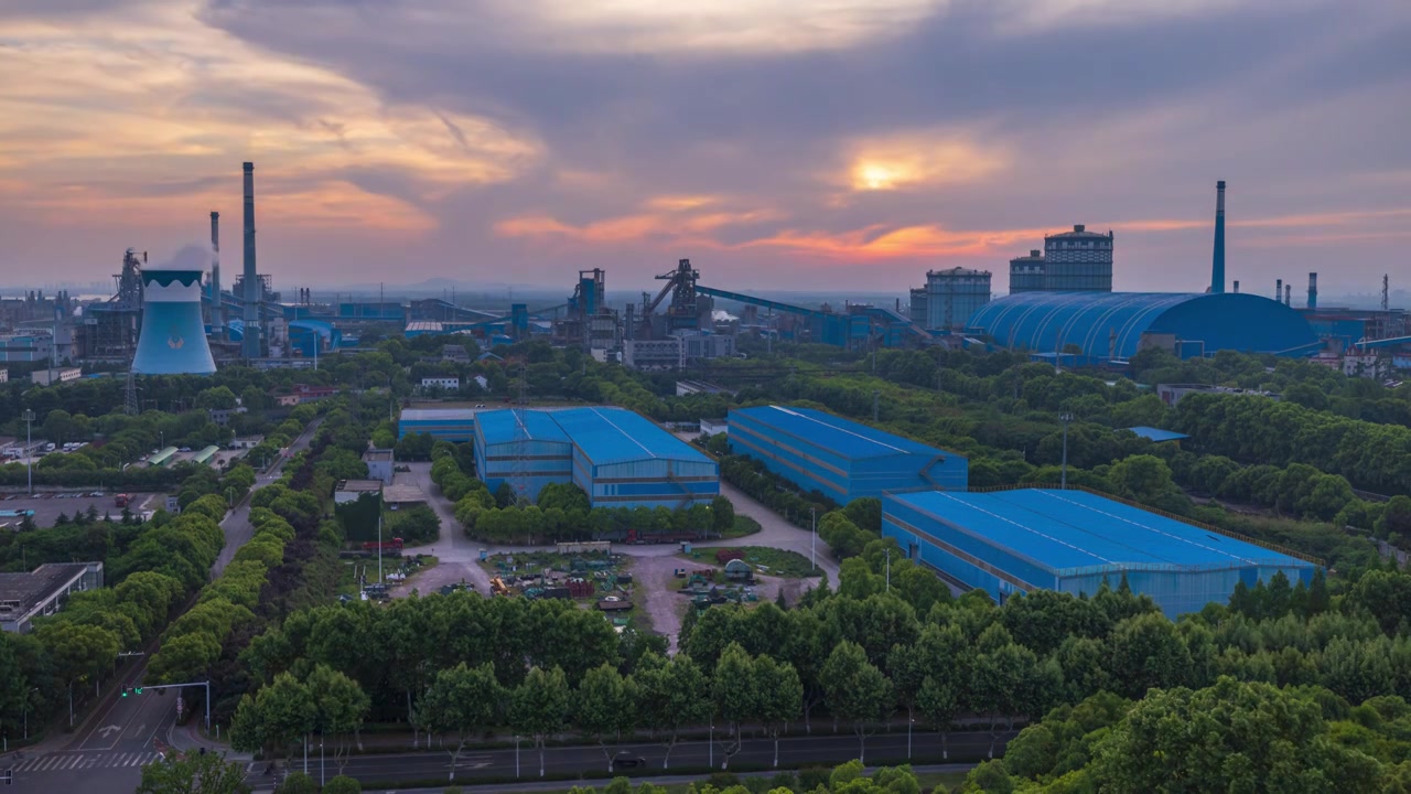 20240509南京梅山钢铁初夏第一场史诗级晚霞视频素材